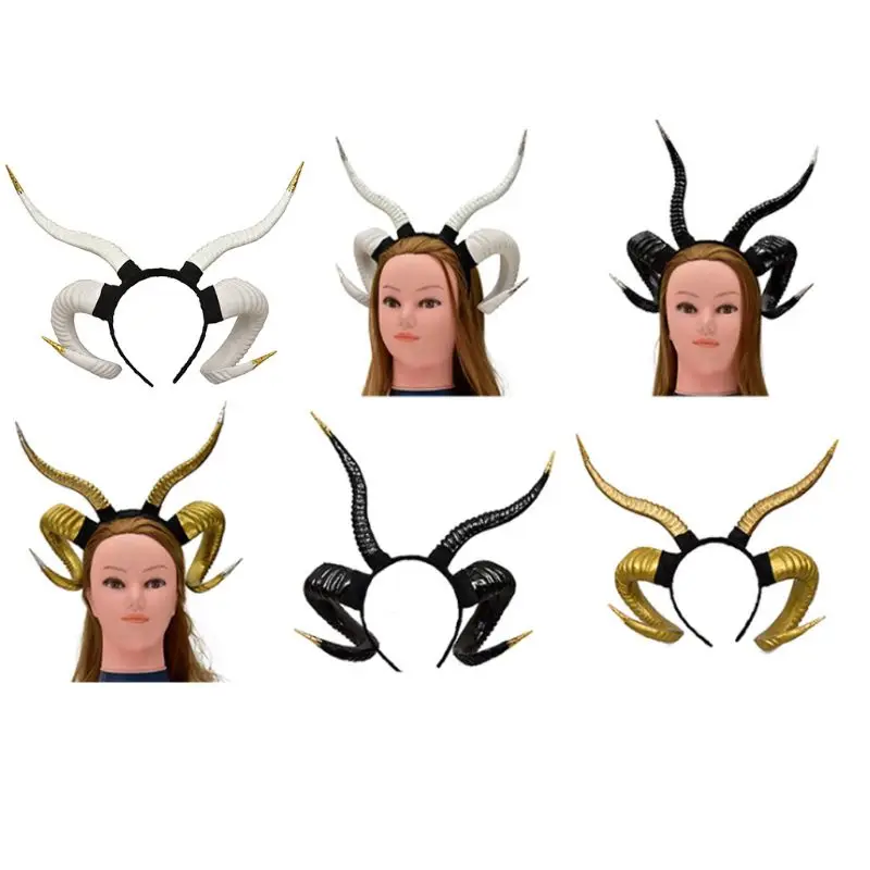 Женский готический обруч для волос Antelope маскарадный с овечьим рогом и лесными