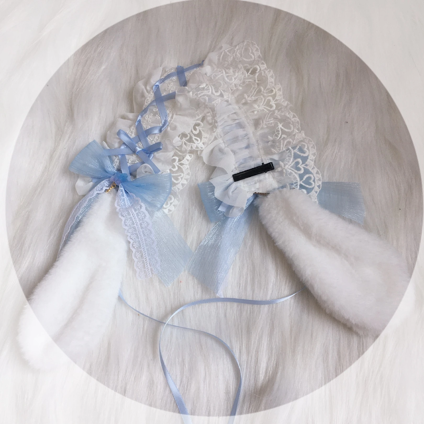 

Lolita Cute KC Rabbit Ears Hair hoop Girls Sweet Hair band Girls Student Hair Clip Bowknot Handmade Hair Accessories Cosplay