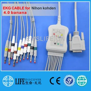 Цельный EKG кабель с 10 проводами для nihon kohden ECG-9620,9010,9020 без сопротивления