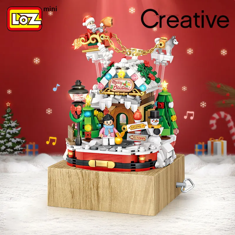 LOZ Christmas House Music Box Building Blocks Adult Highly Difficult Girls Puzzle Assembling Toys Christmas Gifts images - 6