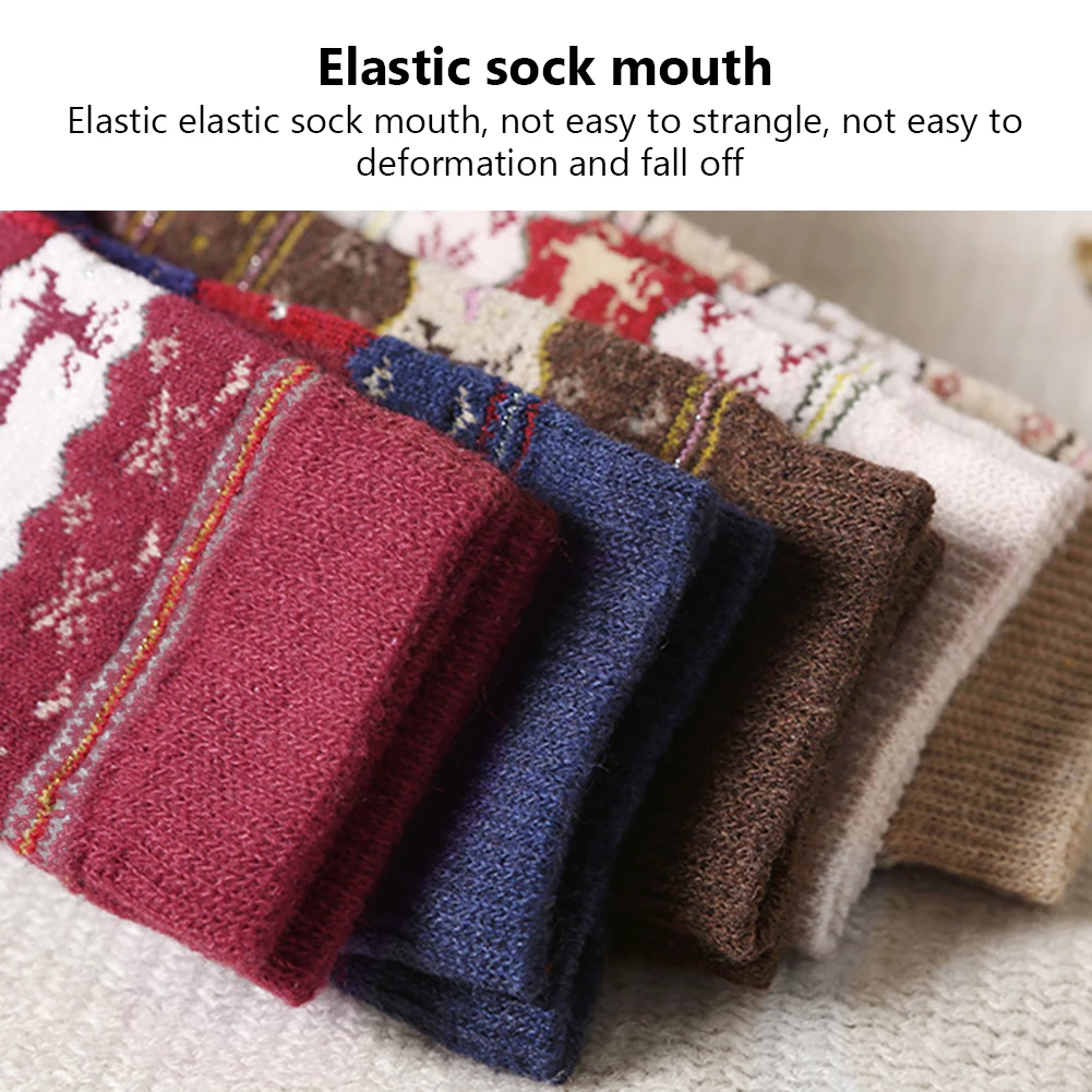 

Women Girls Merry Christmas Socks Snowflake Deer Cotton Wool Winter Warm Female Sock Xmas Gifts Thicken Warm Animal Socks