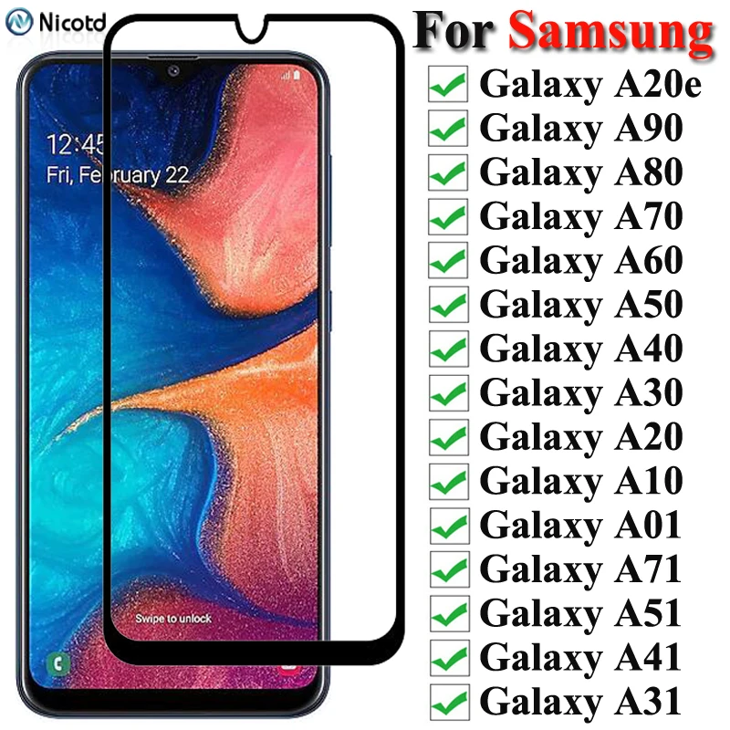 

9D Protective Glass On For Samsung Galaxy A50 A40 A30 A10 A20E A60 A70 A80 A90 Tempered Glass For Samsung A51 A71 A31 A41 A01