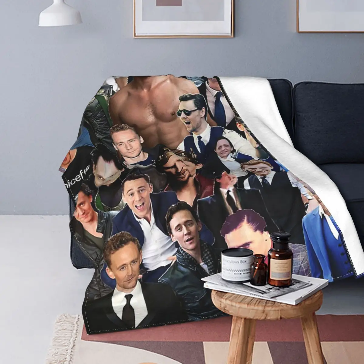 

Tom Hiddleston Collage Flannel Blankets Aquarius Zodiac Thomas William Hiddleston Throw Blanket for Bed Sofa Couch Quilt