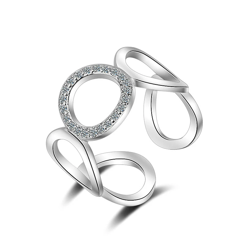 

Goldria 925 Sterling Silver Geometric Rings For Women Fashion Rose Gold CZ Zircon Resizable Rings Bague Femme Wedding Jewelry