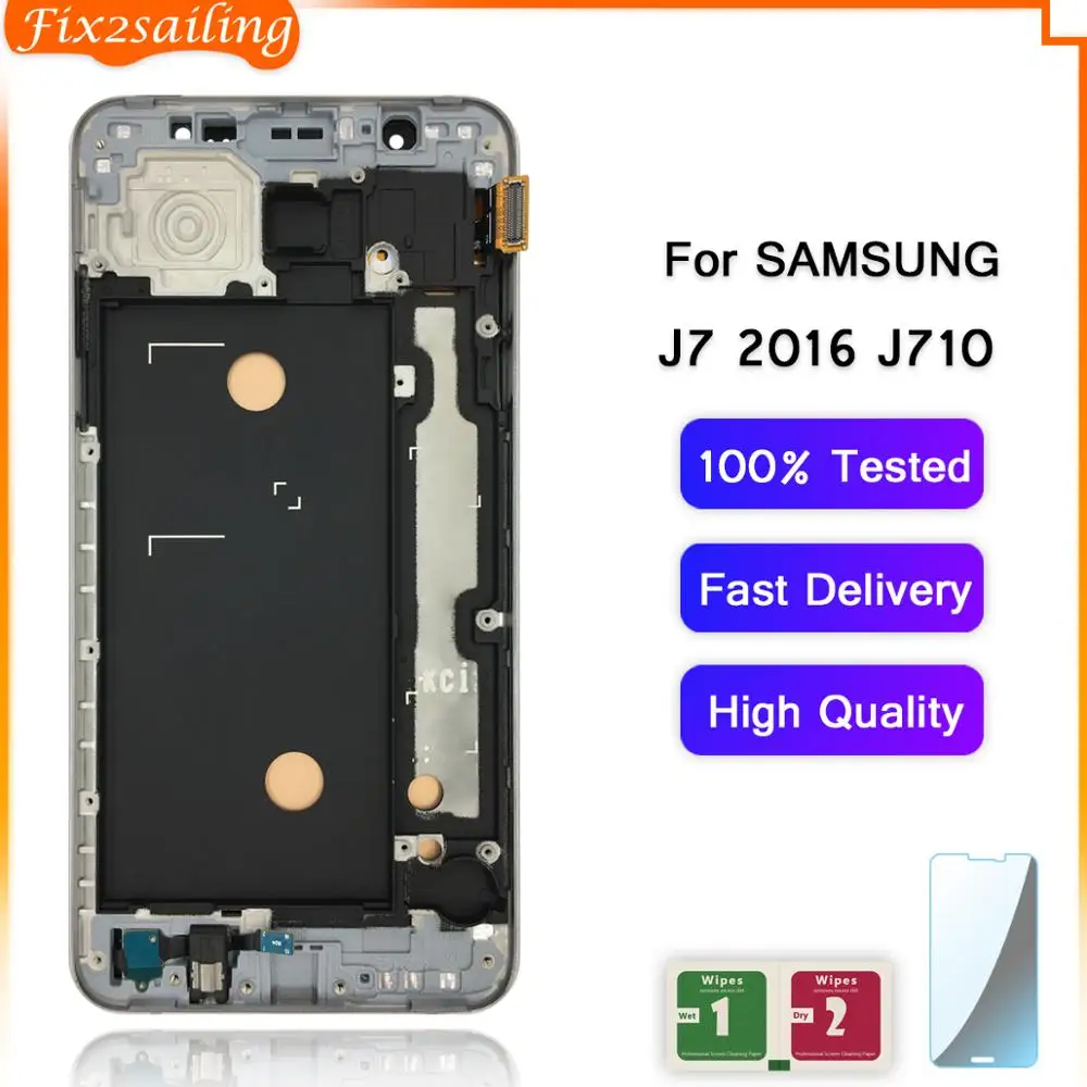 ЖК дисплей с рамкой для Samsung Galaxy J7 2016 J710 J710FN J710F J710M J710Y Super AMOLED сенсорный экран