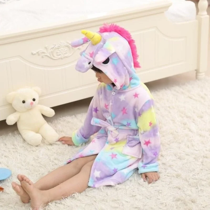 

Bathrobe Flannel Children's Homewear Nightgown Bathrobe Cloak Girls Kids Cute Cartoon