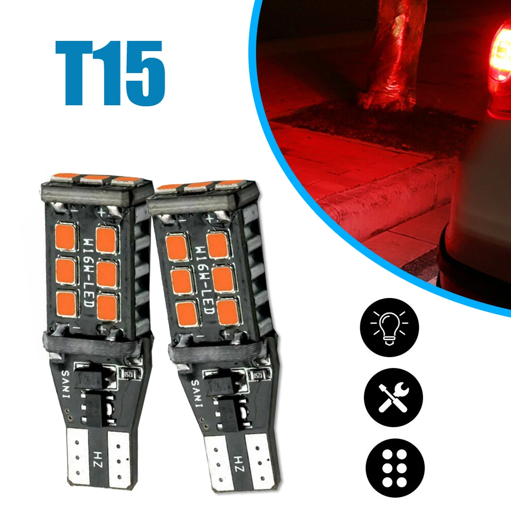 2pcs T15 921 912 Flash Strobe Pure Red LED Center High Mount Stop 3RD Brake Light Bulbs Prevent Car Traffic Accident | Автомобили и