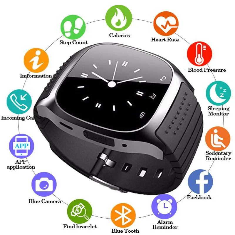 

2021 Hot New Smart Watch M26 Bluetooth Smartwatch With LED Alitmeter Music Player Sports Pedometer For Android Smart Phone