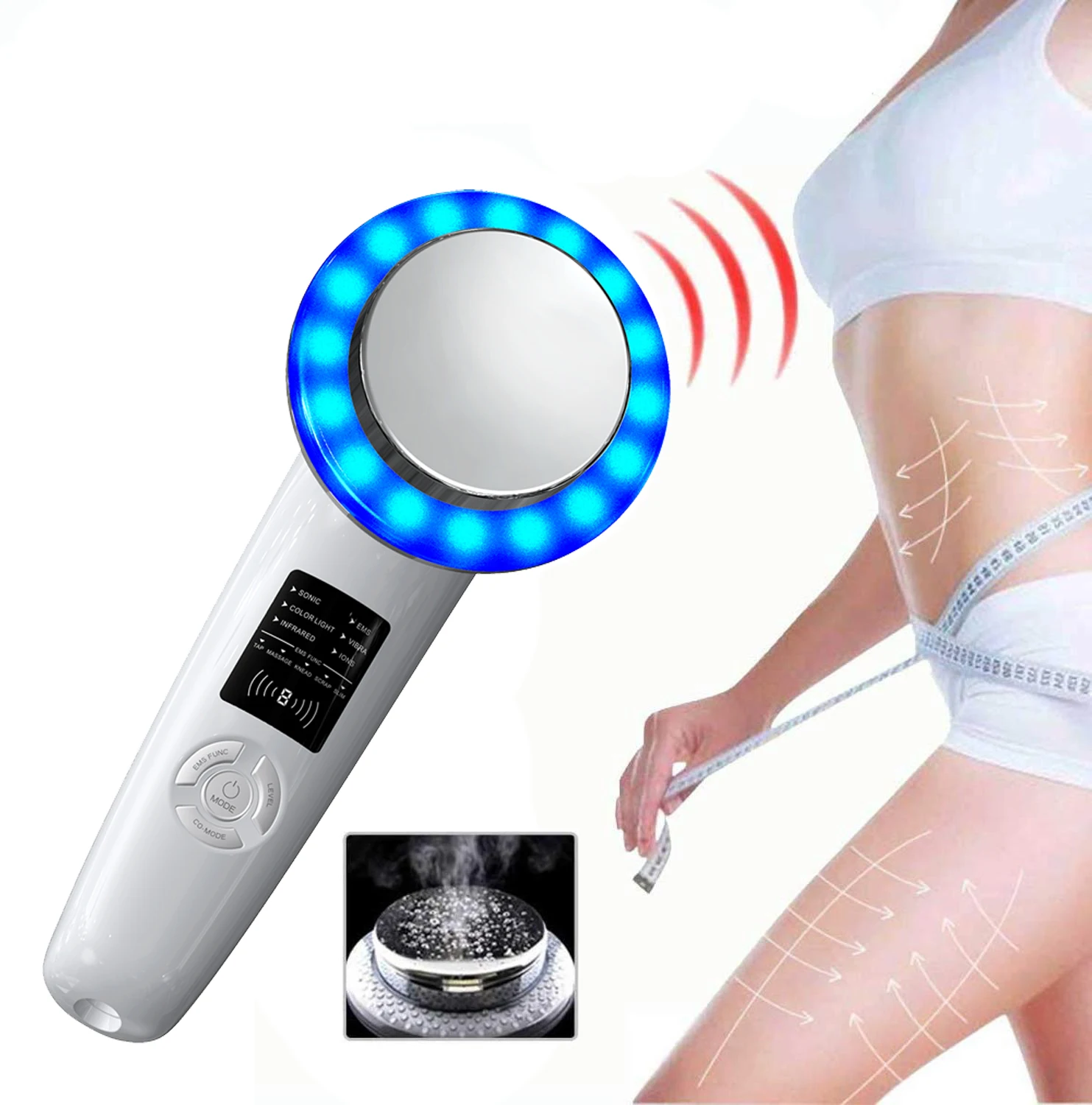 6 In 1 Ultrasonic Cavitation Machine EMS Galvanic LED Ultrasound Slimming Body Face Lift Tools Infrared Therapy Beauty Apparatus