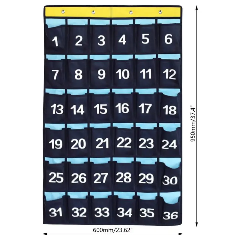 

36 Pockets Numbered Organizer Classroom Pocket Chart for Cell Phones Calculators Holders