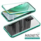 Двусторонний Магнитный чехол для Redmi Note 10, 9, 9s pro max, 9T, 9A, 9C, 8 pro, Xiaomi X3, Nfc10T, металлический чехол из закаленного стекла, 360 пробы
