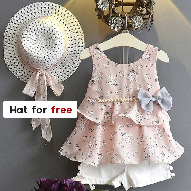AX1131 pink Bear leader/платья для девочек коллекция года, одежда принцессы для девочек платье с цветочным рисунком комбинированное газовое многослойное платье и шляпа, 2 предмета, для детей возрастом от 2 до 6 лет - Цвет: AX1131 pink