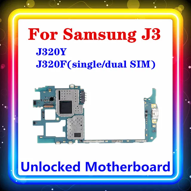 Оригинальная материнская плата для Samsung Galaxy J3 J320Y J320F(1 SIM / 2 SIM) с полными чипами