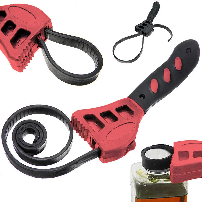 

Universal Multi Wrench Black Rubber Strap Adjustable Spanner Opener Tool Useful