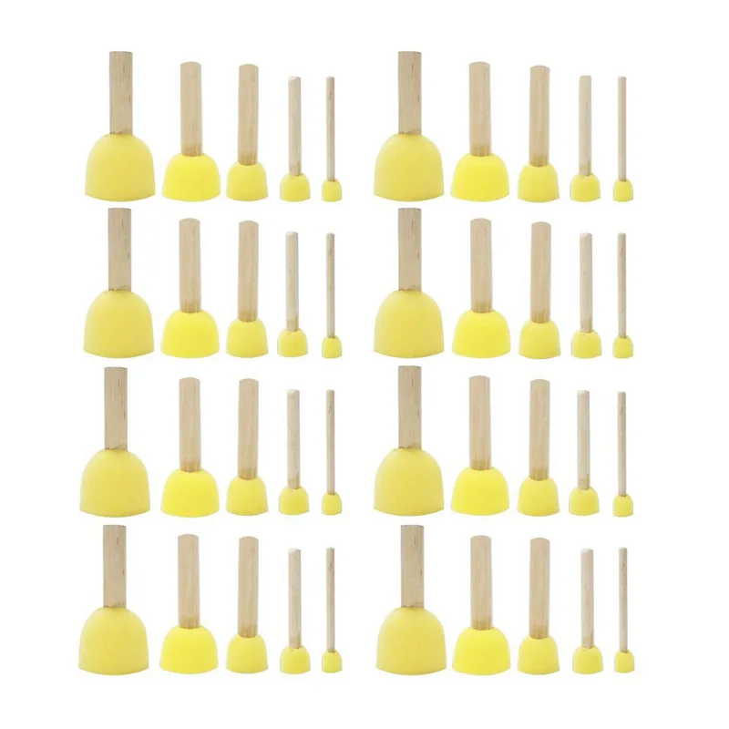

40 Pcs Assorted Round Paint Sponge Brush Set Painting Tools Sponge Stippler Set For Kids Painting Crafts And DIY(5 Sizes)