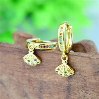 2020 trend aaa rainbow zircon scallop pendant drop earring fashion jewelry cz party wedding jewel
