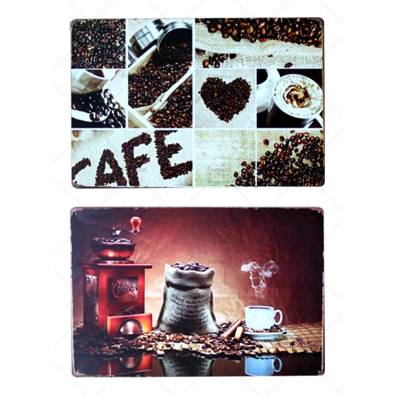 Металлическая Оловянная картина в виде кофейной бутылки Настенный декор для