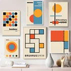Bauhaus, цветные блоки, Геометрические линии, современные скандинавские плакаты и принты, настенная живопись на холсте, настенные картины для декора гостиной