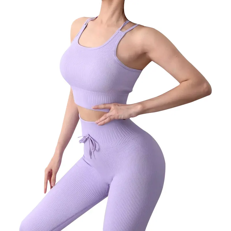

Gym Set 2 Piece Seamless Women Yoga Set Workout Sportswear Gym Clothing Fitness Yoga Crop Top High Waist Leggings Sports Suits
