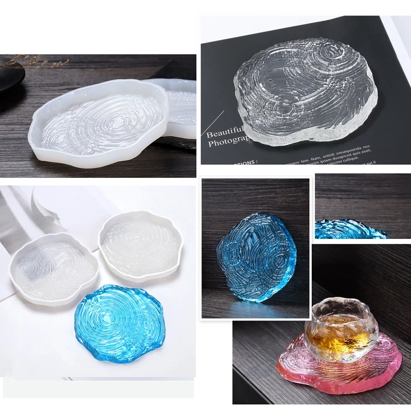 

Creative Ripple Coaster UV Crystal Epoxy Resin Mold Cup Mat Tray Silicone Mould DIY Crafts Home Decorations Casting Tool