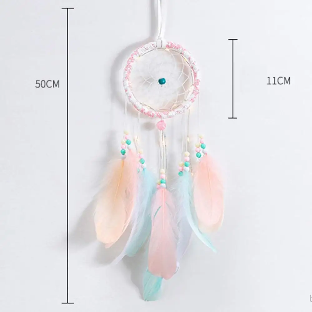 

Flying Handmade Dream Catcher with Led Light Gifts Dreamcatcher Feather Pendant Creative Hollow Wind Chimes Wall Hanging