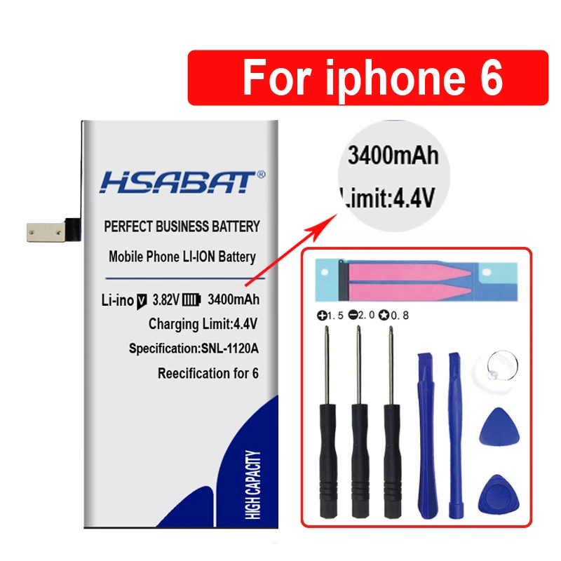 HSABAT Топ бренд 100% новый 3400mAh аккумулятор для iPhone 6 6G батарея iPhone6 4 7 'Ɗ дюймов