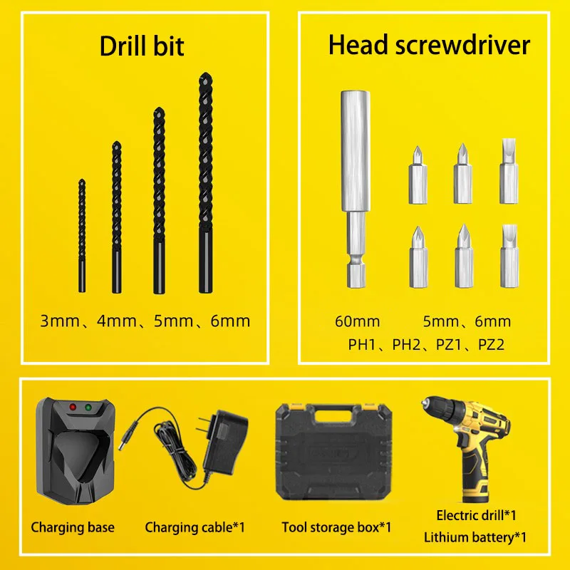 

DELI Lithium Electric Drill Cordless Drill Multifunction Drill Electric Screwdriver Home DIY 18+1 Gear Adjustment Power Tools