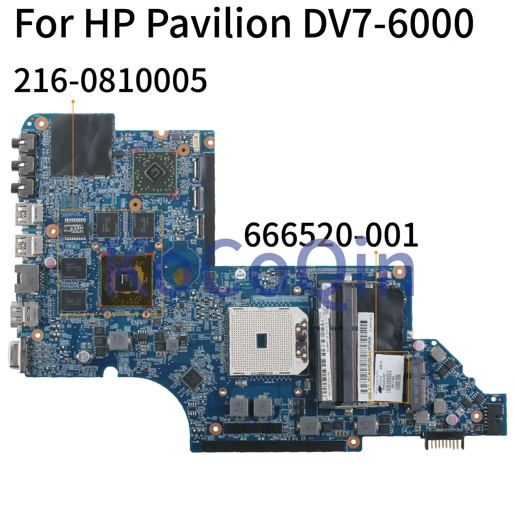 KoCoQin материнская плата для ноутбука hp павильон DV7 DV7-6000 DV7Z-6100 A70M HD6750 материнская плата 666520-001 666520-501 216-0810005