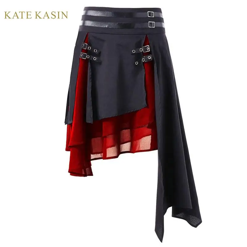 Kate Kasin модные женские юбки в стиле панк высокая талия женская короткая мини юбка