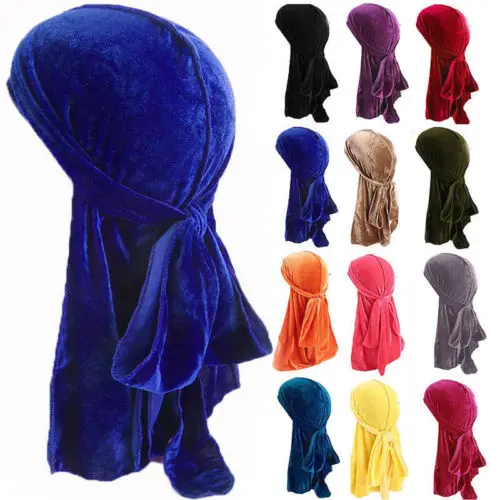 

Hot Sales Unisex Men Women Velvet Breathable Bandana Hat Turban Doo Durag Cap US