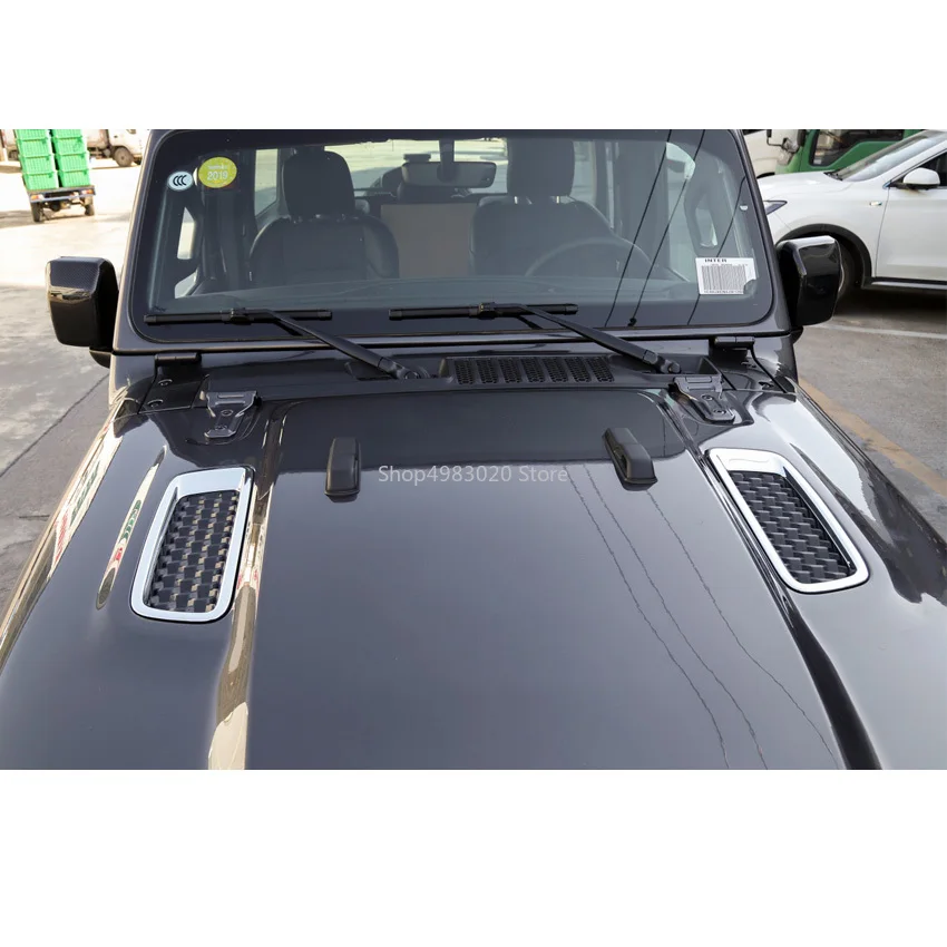 

Хромированный АБС-пластик для Jeep Wrangler2018, передняя крышка капота автомобиля, рамка вентиляционного отверстия, наклейки, отделка, аксессуары ...