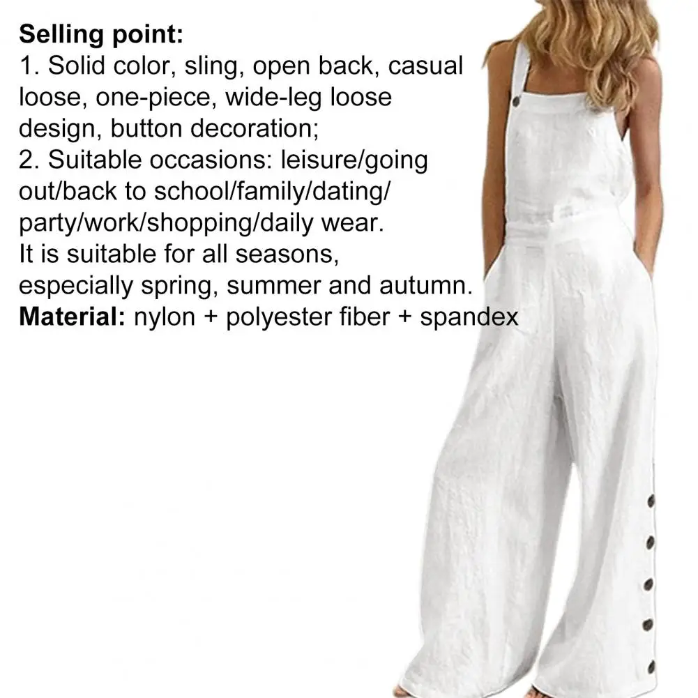 

Jumpsuit Loose Backless Women Wide Leg Pants Overalls for Home