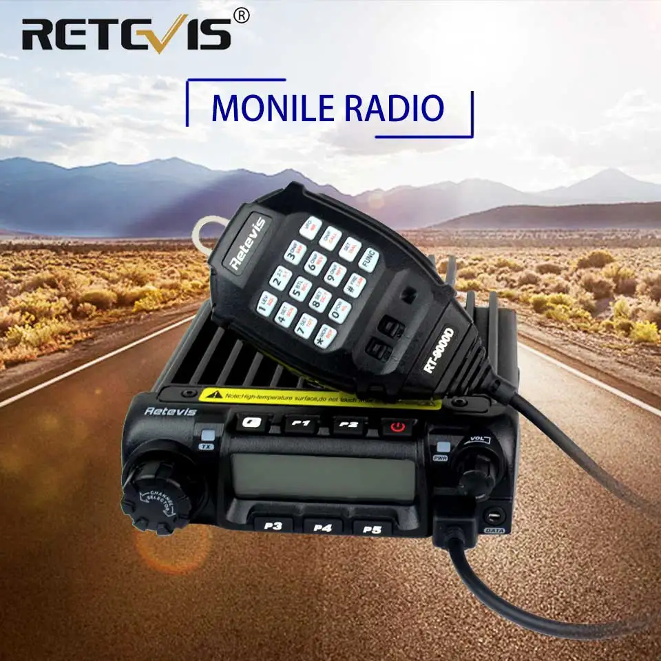 Retevis RT-9000D мобильный автомобильный радиоприемопередатчик VHF 66-88MHz(или UHF) 60W 200CH Scrambler Walkie Talkie+ динамик микрофон+ программный кабель