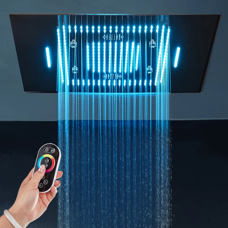 

india led light concealed shower head, 31 inch waterfall shower head for wholesale, bathroom 304ss ceiling rainfall shower