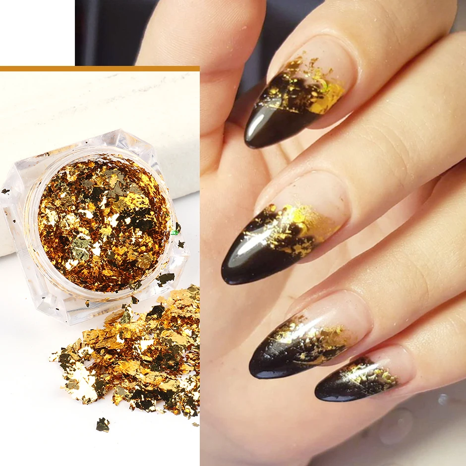 Золотая фольга для ногтей голографические блестки толстые блестящие наклейки