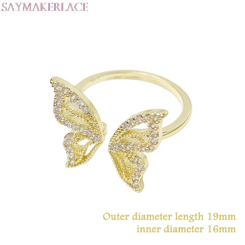 

Hollow Butterfly Ring for Women Adjustable Open Design Pave Butterfly Ring Wedding Jewelry Gift
