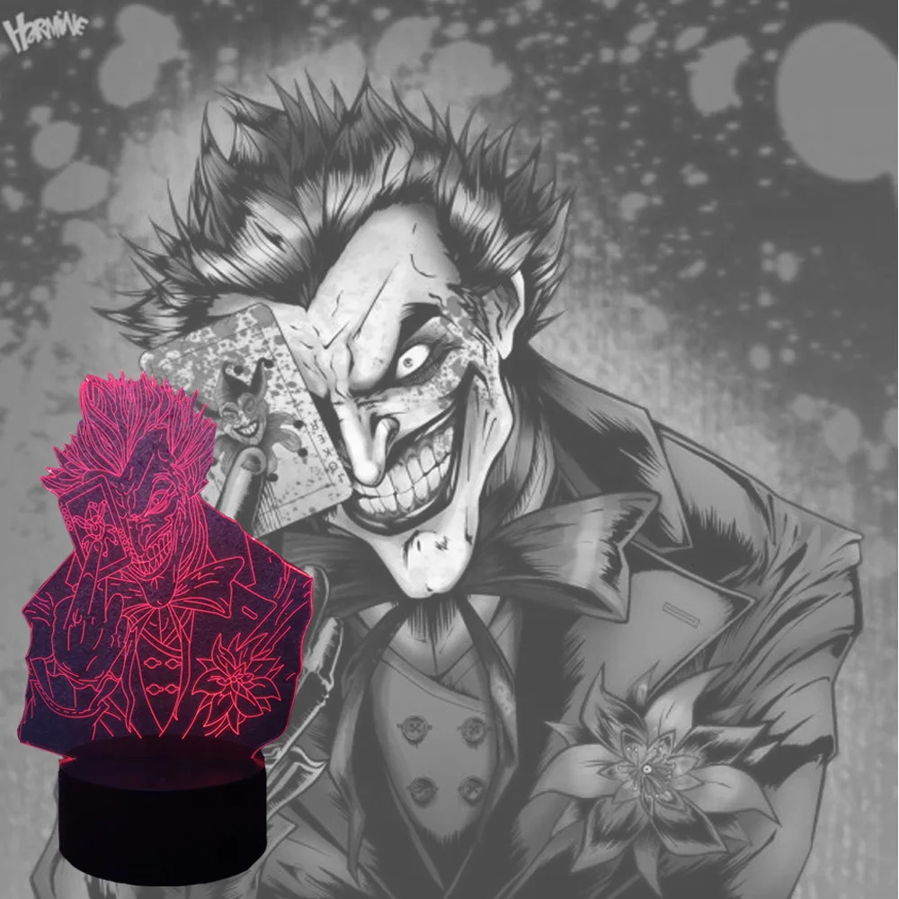 DC Marvel Comic Бэтмен враг злодей Джокер светодиодный модель флэш 3D USB прикроватная