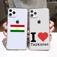 tajikistan flag phone case transparent soft for iphone 5 5s 5c se 6 6s 7 8 11 12 plus mini x xs xr pro max