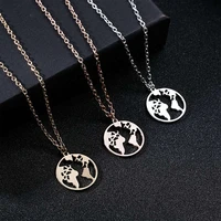 trendy hollow world map necklace women silver color chain earth global pattern pendant fashion girls party jewelry gift choker