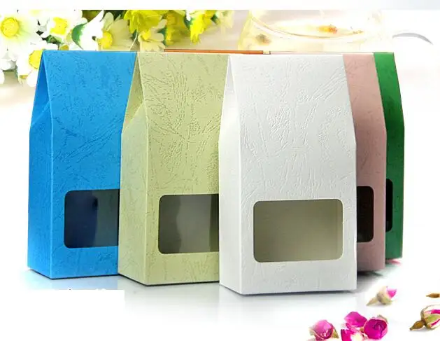 10pcs Stand up Clear window Bag Standing Colored Paper Box Snack Candy Cookie Treat For Party DIY Favor Gift Packaging | Дом и сад