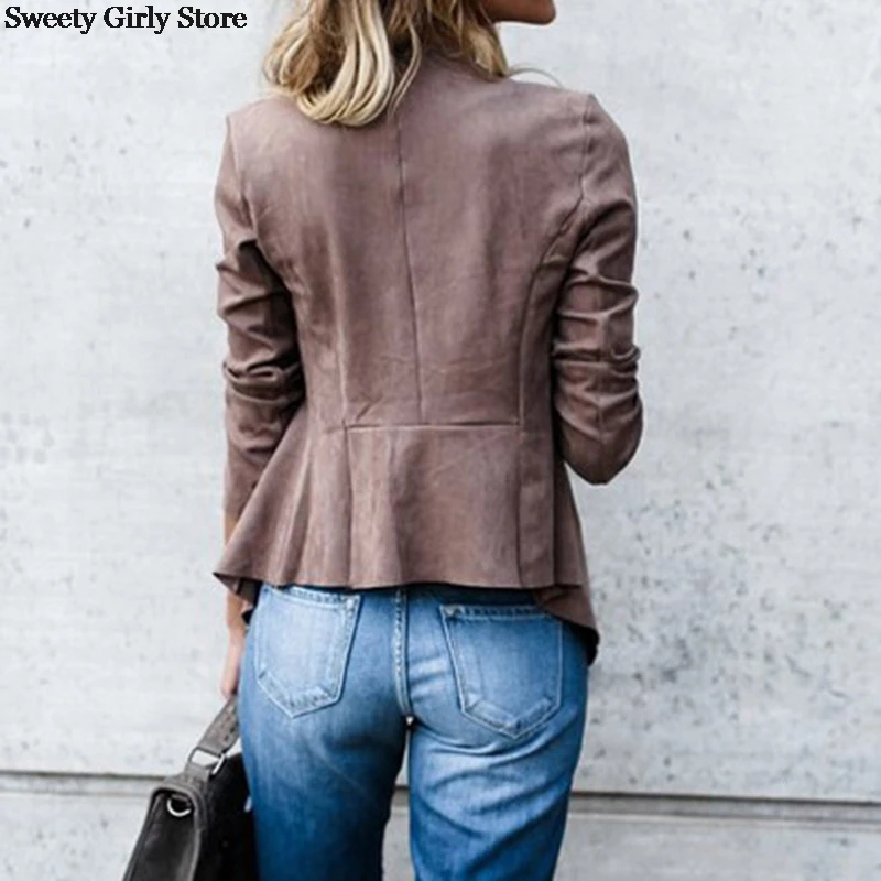 Женская Офисная куртка с длинным рукавом Повседневная теплая Асимметричная