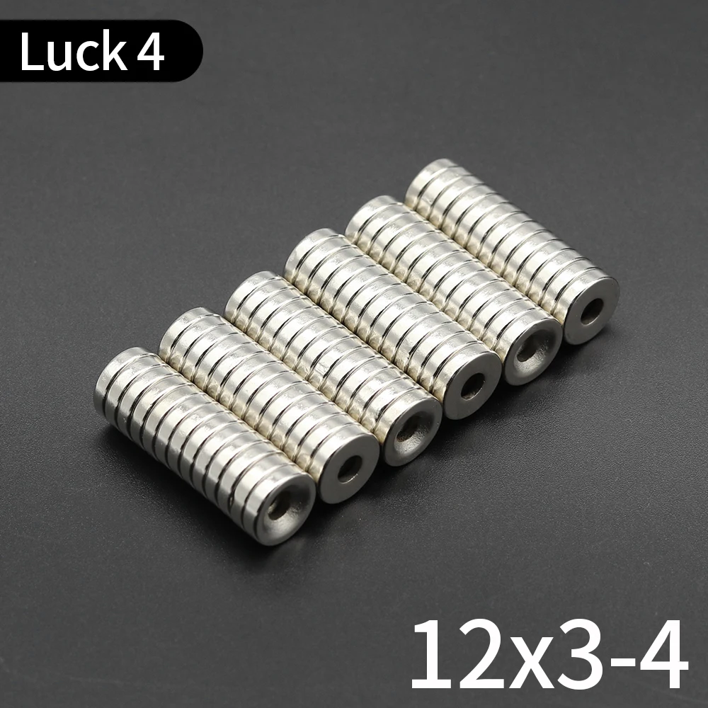 5/10/20/50/10Round Magnet 12x3-4 MM Neodymium Magnet N35 Permanent NdFeB Super Strong Powerful Magnets imans 12x3 Hole 4  - buy with discount