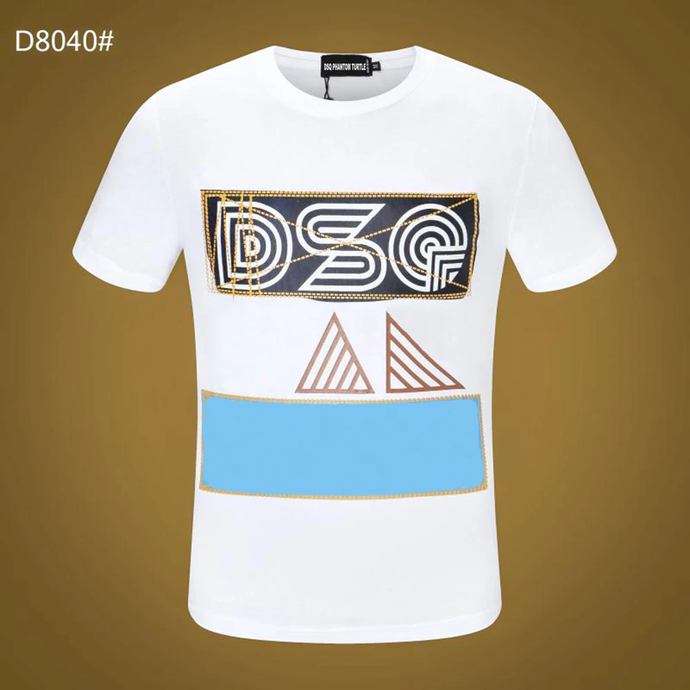 

DSQ PHANTOM TURTLE Men's Short Sleeve Logo Series Graphic T-Shirt Men Fashion Print Cotton Tees Breathable Quality Tops D80401