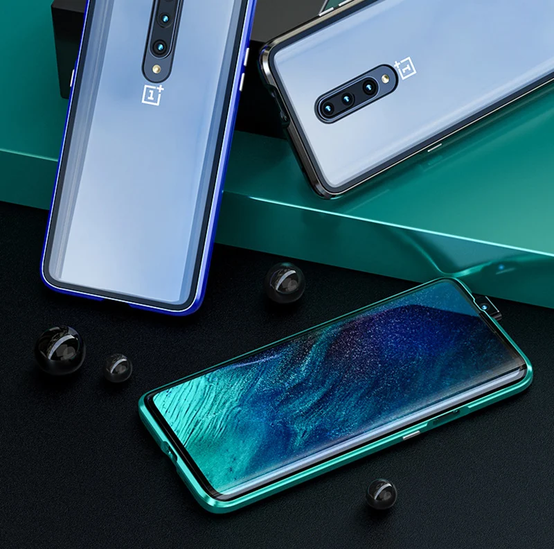 Магнитный поглощающий металлический чехол s для Oneplus 7 Pro 6 T, чехол для телефона, двустороннее стекло, 360, противоударный чехол для Oneplus 7 6