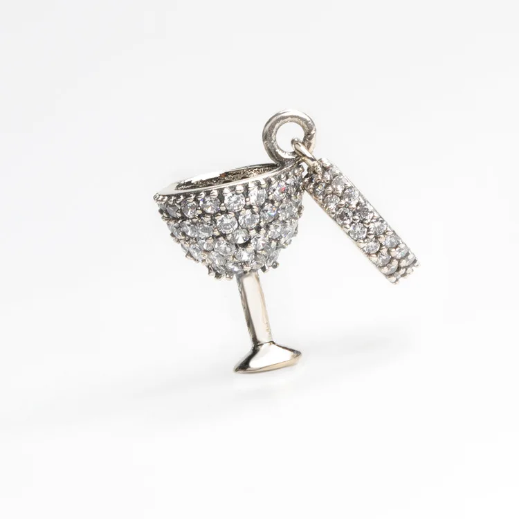 

S925 Sterling Silver New Banquet Wine Glass Pendant Fit Original Charms Bracelet