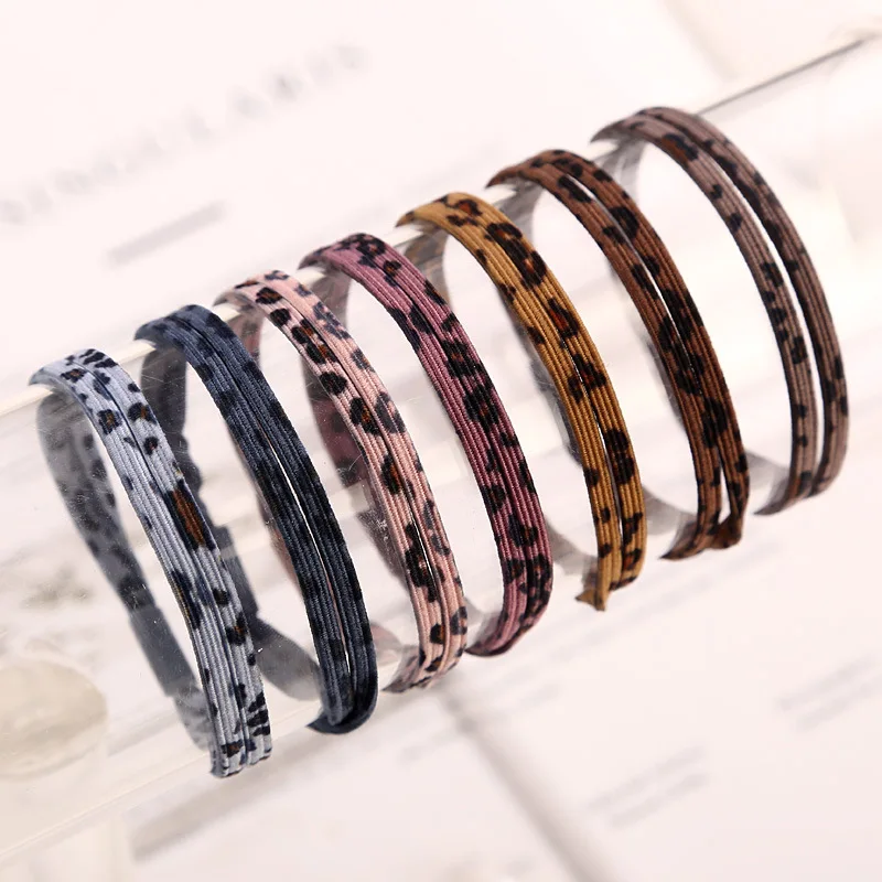 

30 шт. леопарды принты двухслойные резинки для волос 3 мм плоская широкая резинки для волос для девочек, "конский хвост", держатели веревка бул...