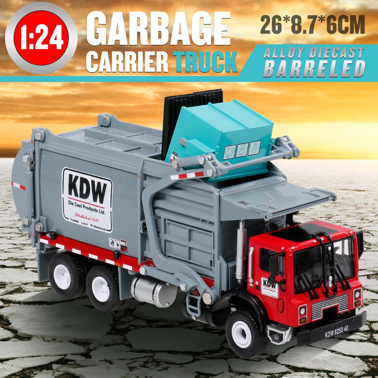 1:24 Литой сплав литой контейнер для мусора грузовик весы материал транспортер