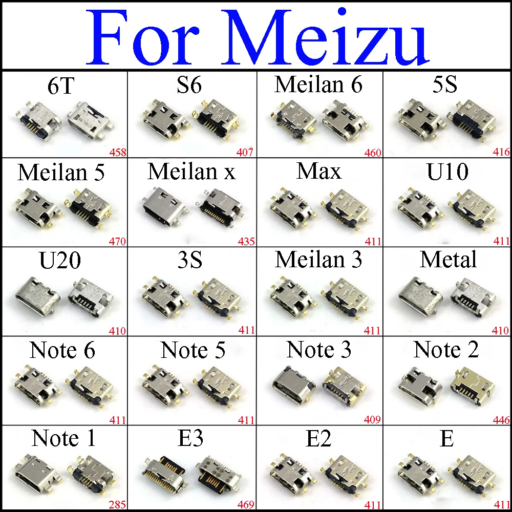 Разъем Micro USB для Meizu 6T S6 M1 M2 M3 M3S M5 M5S M6 Note 1 2 U10 U20 E E2 E3 Max X Металлический разъем