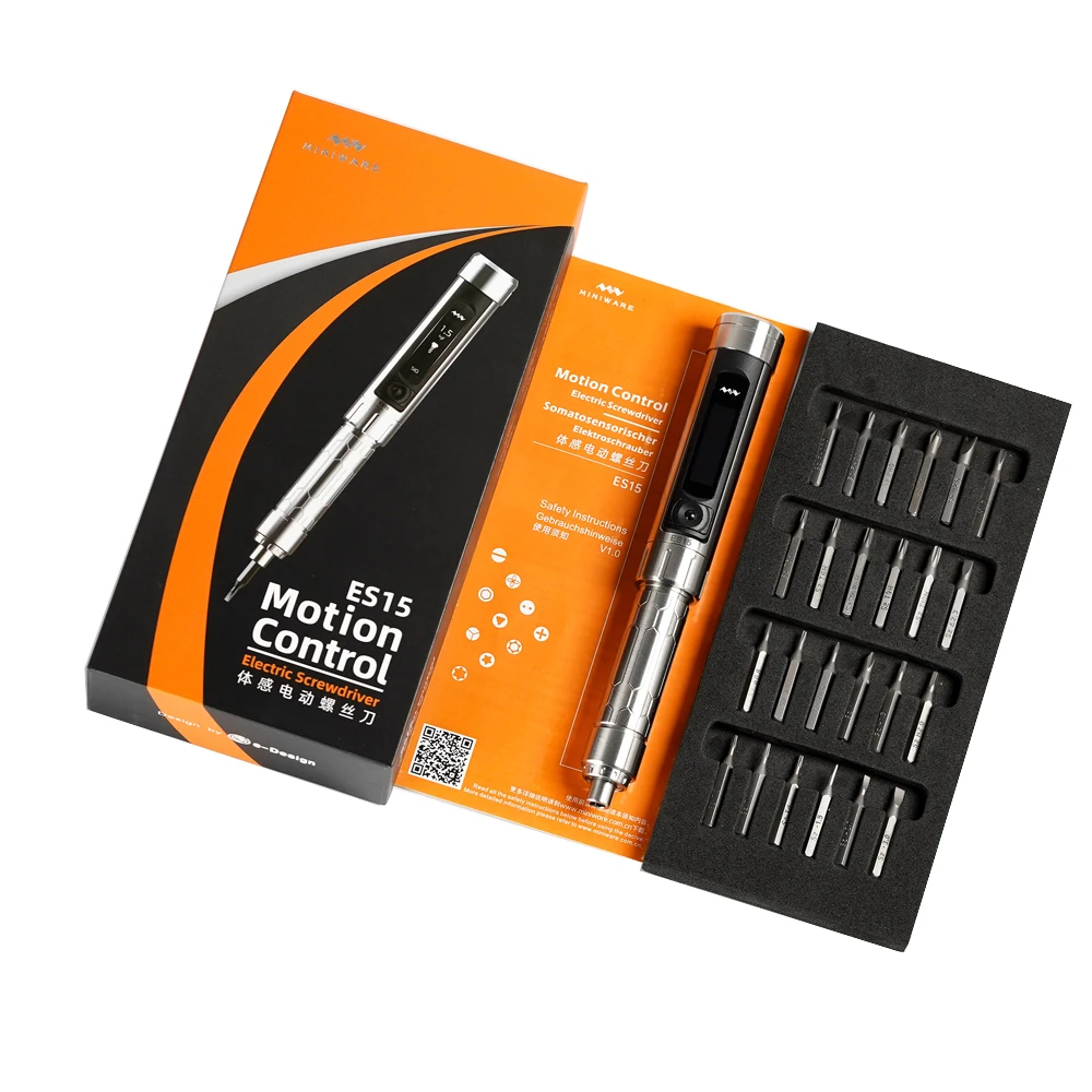 

ES15 Mini Precision Cordless Electric Screwdriver Smart Motion Control USB Power Screwdriver with 16pcs 4mm Bit Set LED Lights