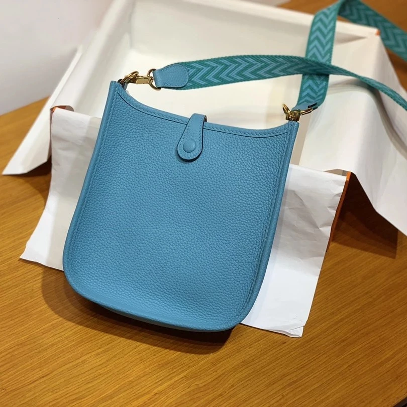 

Orange 27cm Leather diagonal bag Eveline large wide shoulder strap leather shoulder bag fashion new H original lychee pattern